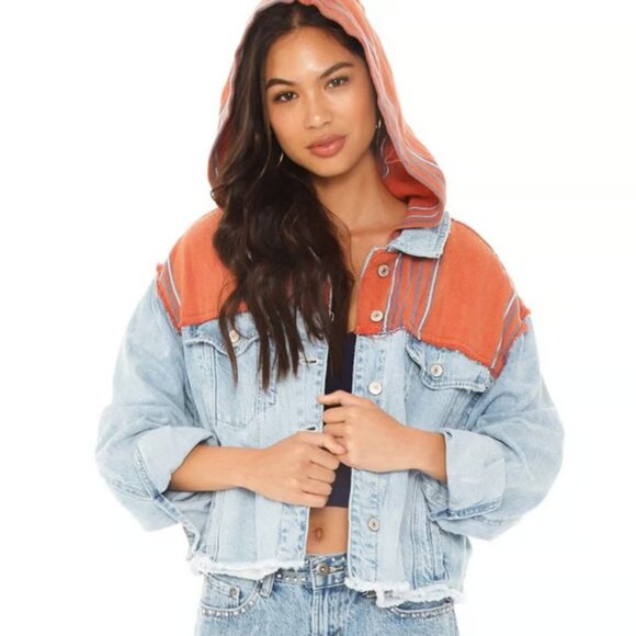 Free People Baja Denim Jacket Hoodie - Picture 8 of 12